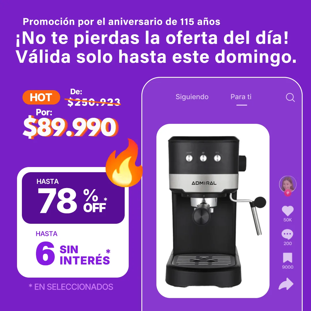 Cafetera Espresso Admiral AD-CE8502 con Vaporizador