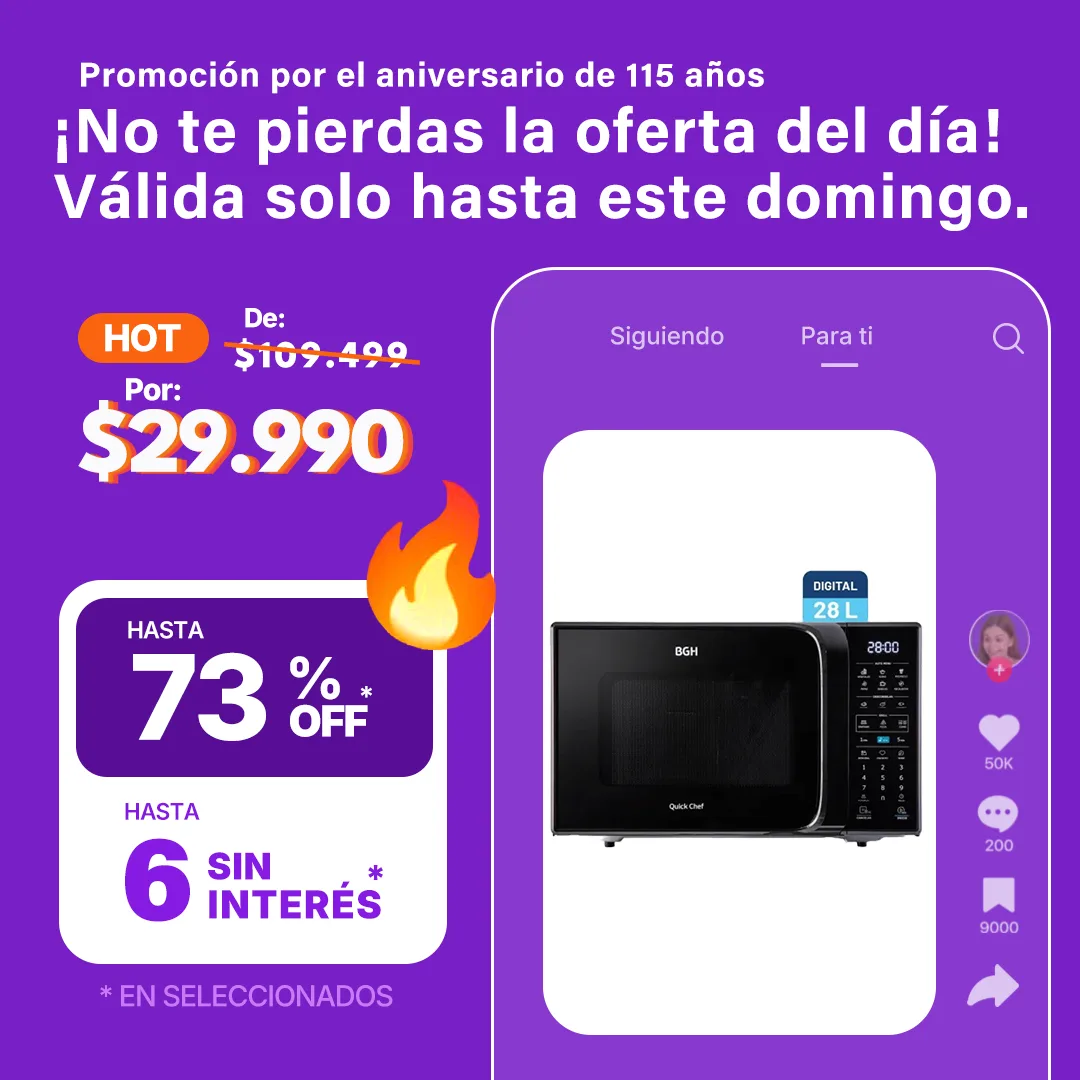Microondas BGH 28L con Grill B228DN20 Digital