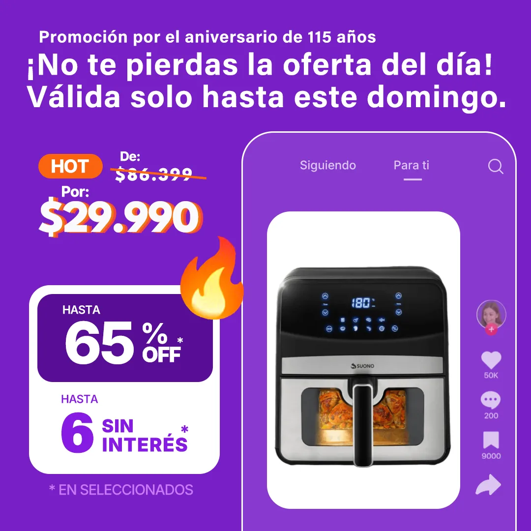 Freidora de Aire Digital Suono 6.2L 1800W