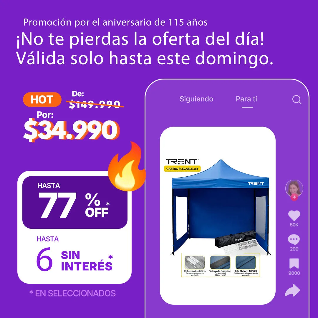 Gazebo Plegable 3x3 m Blanco