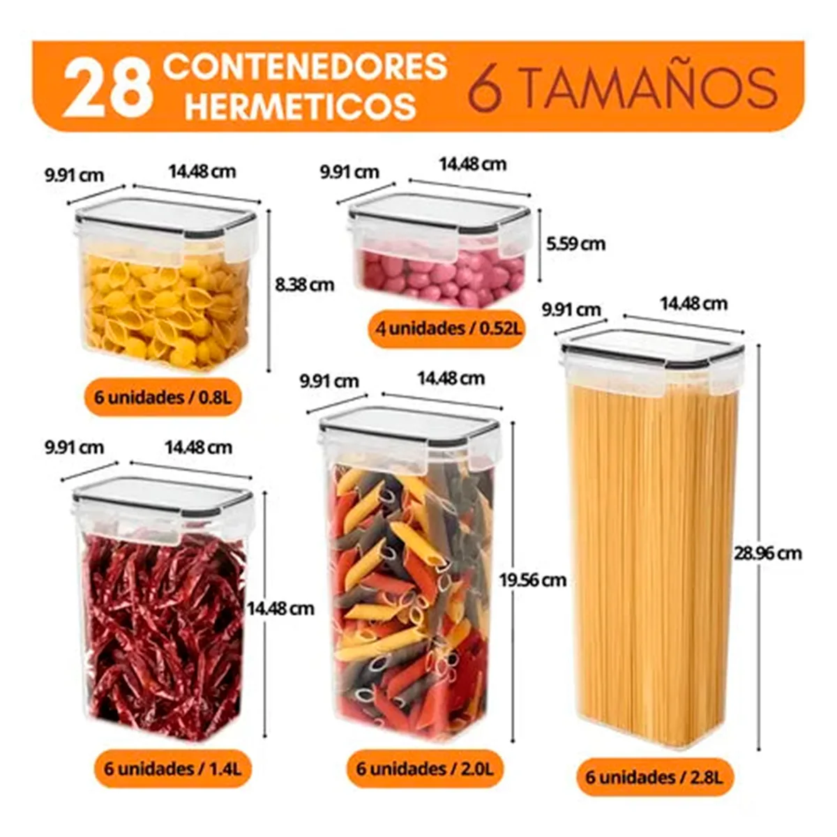 Kit x28 Contenedores Herméticos Acrílicos