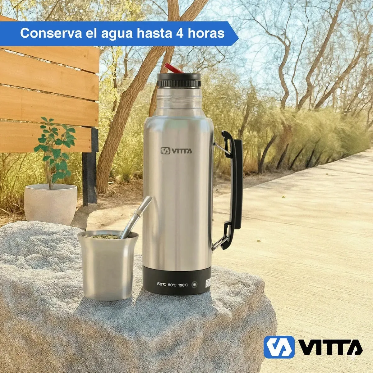 Termo Eléctrico Vitta 2 en 1 con Mate y Bombilla 1 Litro
