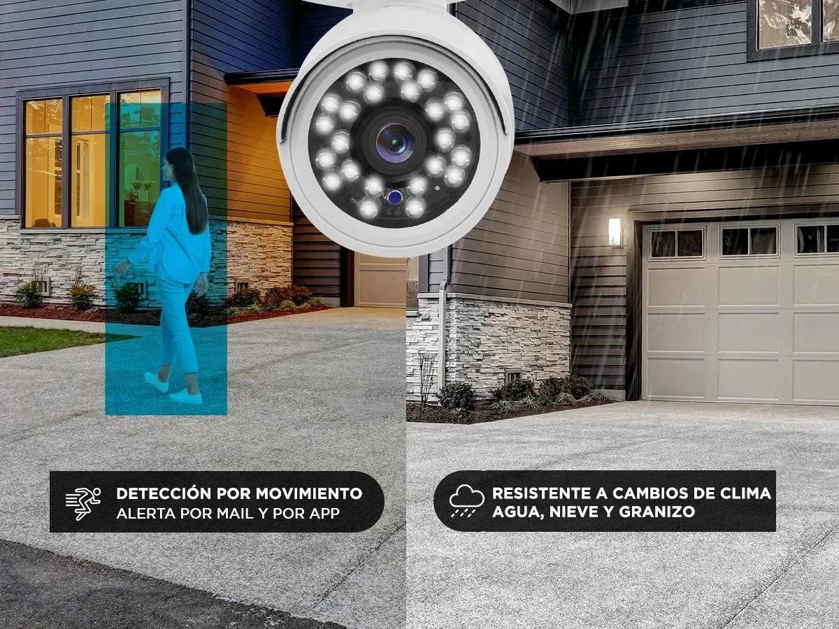 Kit Seguridad Gadnic 8 Cámaras HD IP DVR 8 Canales + Disco 1TB Visión Nocturna