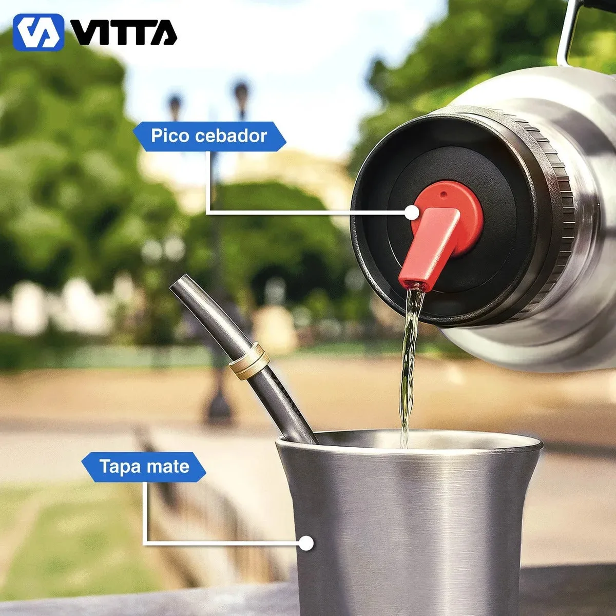 Termo Eléctrico Vitta 2 en 1 con Mate y Bombilla 1 Litro