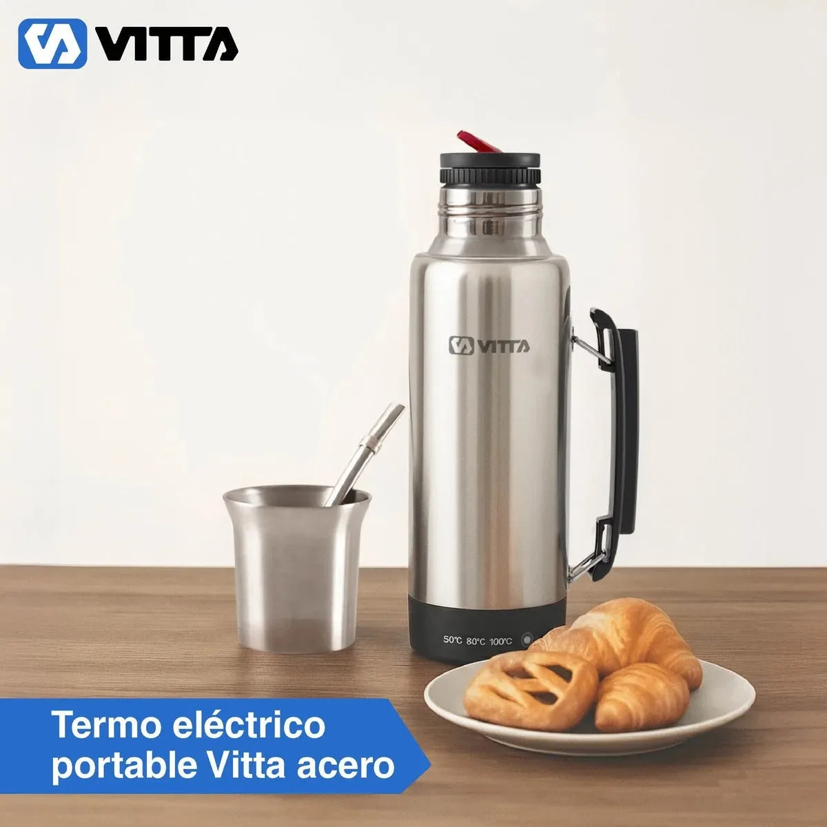 Termo Eléctrico Vitta 2 en 1 con Mate y Bombilla 1 Litro