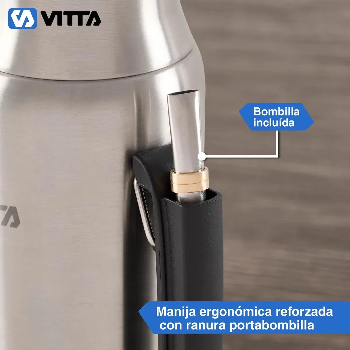 Termo Eléctrico Vitta 2 en 1 con Mate y Bombilla 1 Litro
