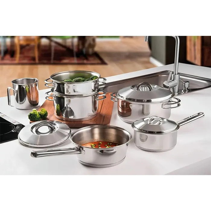 Bateria de Cocina Juego Ollas Cacerola 6 Piezas Tramontina Solar Acero Inoxidable Triple Fondo