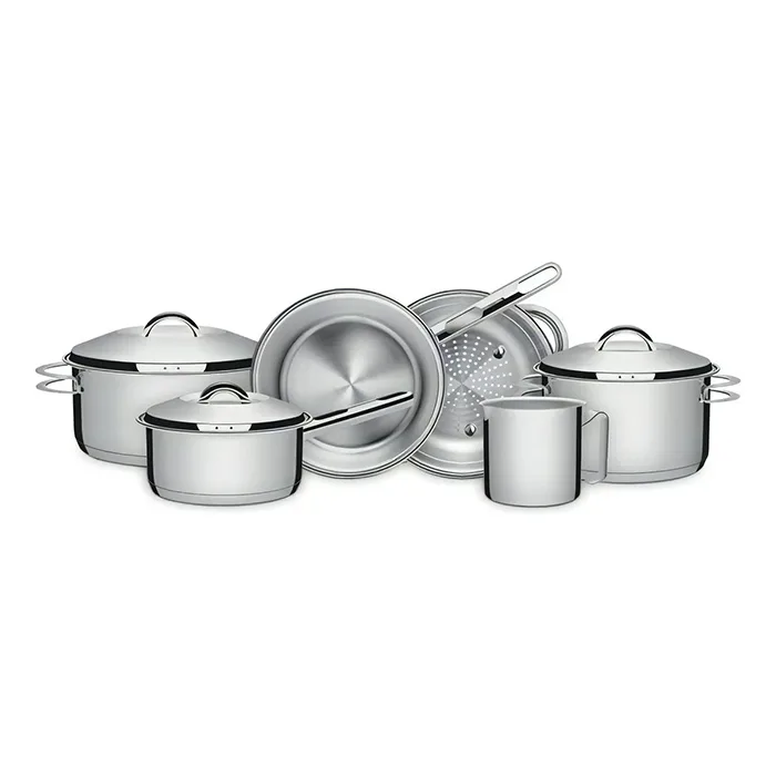 Bateria de Cocina Juego Ollas Cacerola 6 Piezas Tramontina Solar Acero Inoxidable Triple Fondo