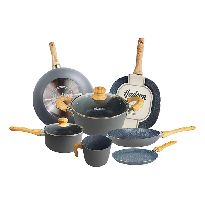 Bateria Cocina Hudson Ceramica Antiadherente Granito 9 Pz